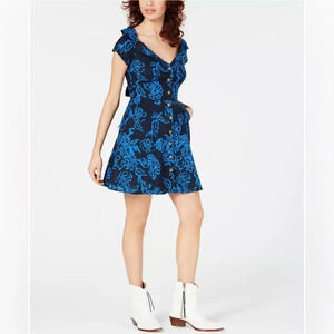 FREE PEOPLE | Blue Floral Linen Blend Dress | 2